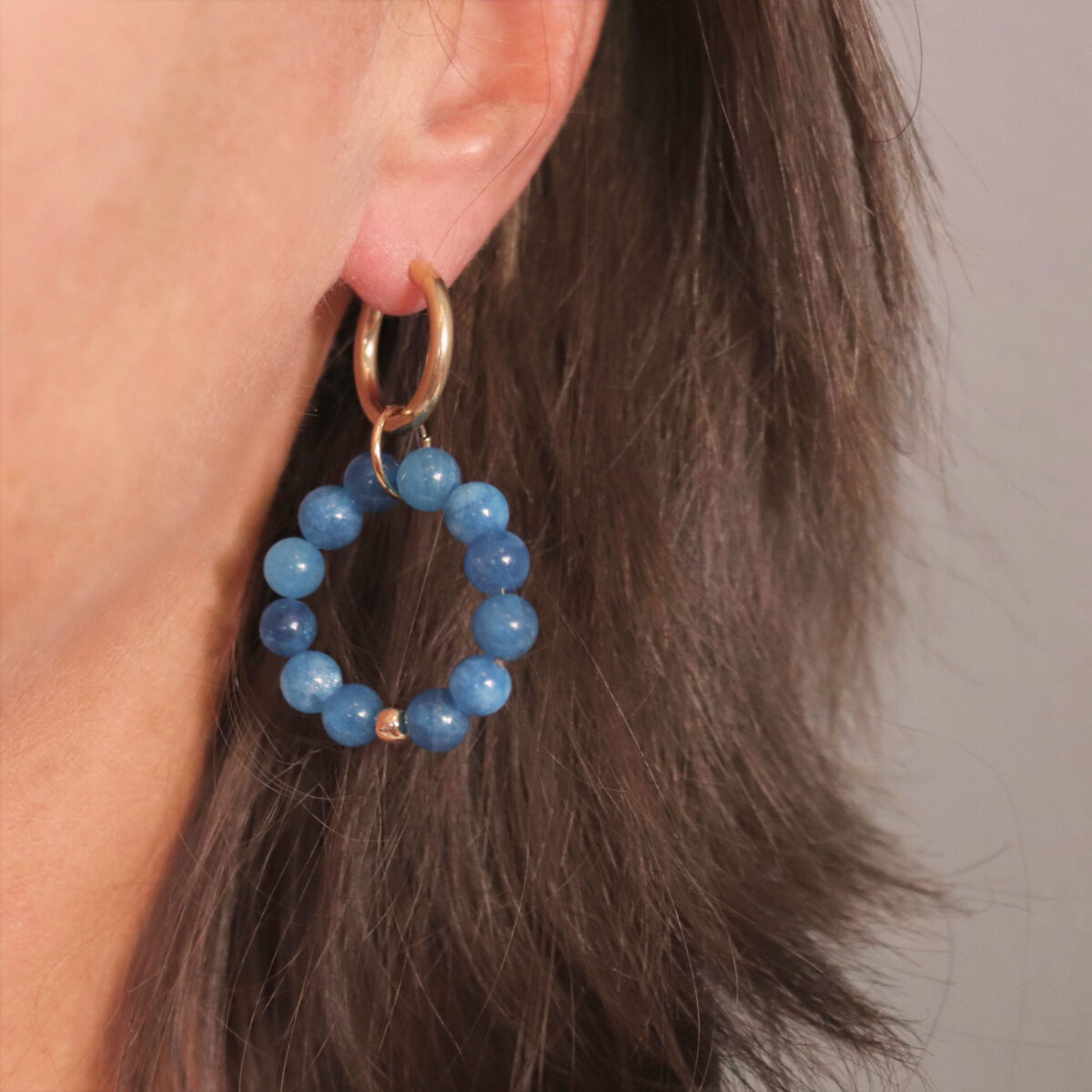 Oorbellen Anelli - Ringen met blauwe kralen - Jade