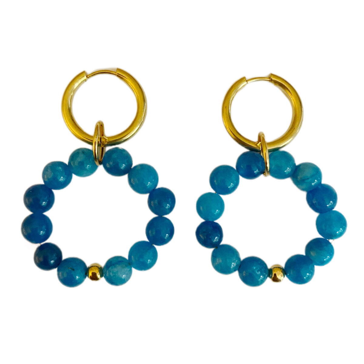 Oorbellen Anelli - Ringen met blauwe kralen - Jade