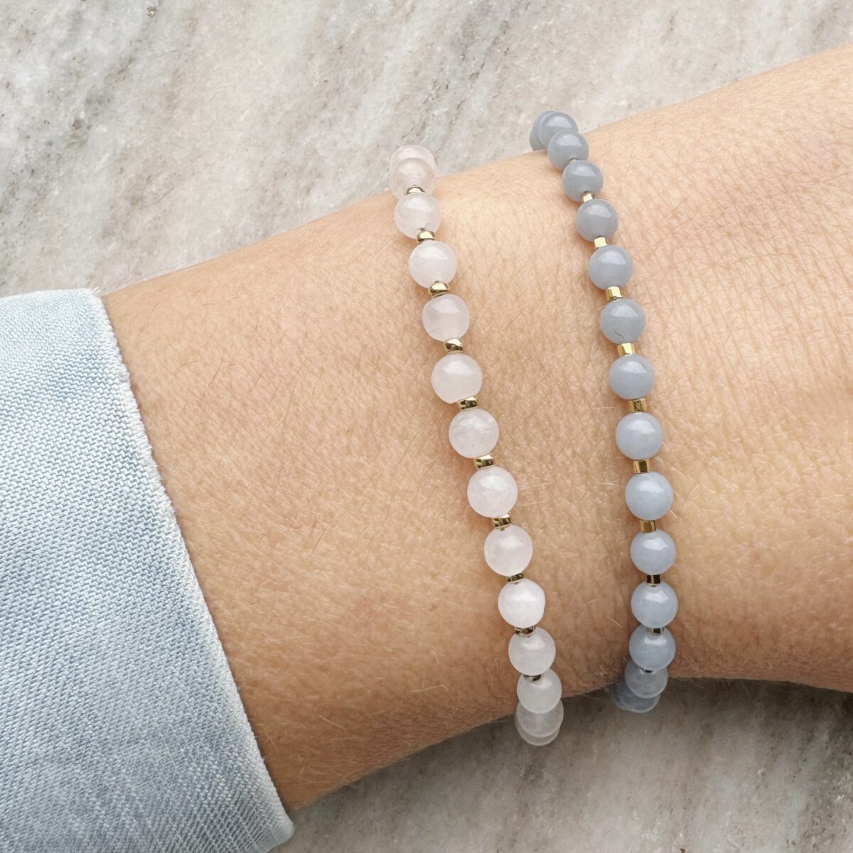 Armband Chica, Armband Mara | Edelsteen Angeliet, Jade | Goud, Wit, Blauw | Bacio da Lou