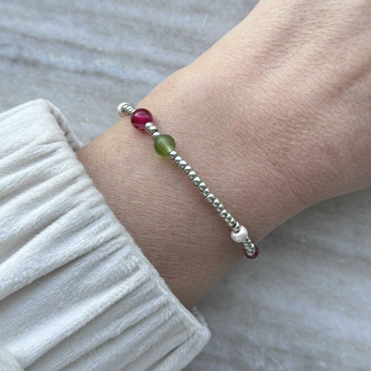 Zilveren armband met gekleurde kralen | Bacio da Lou