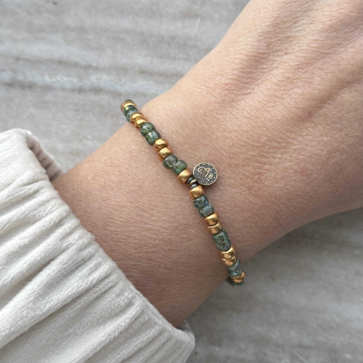 Kralenarmbandje goud en groen | Verona | Bacio da Lou