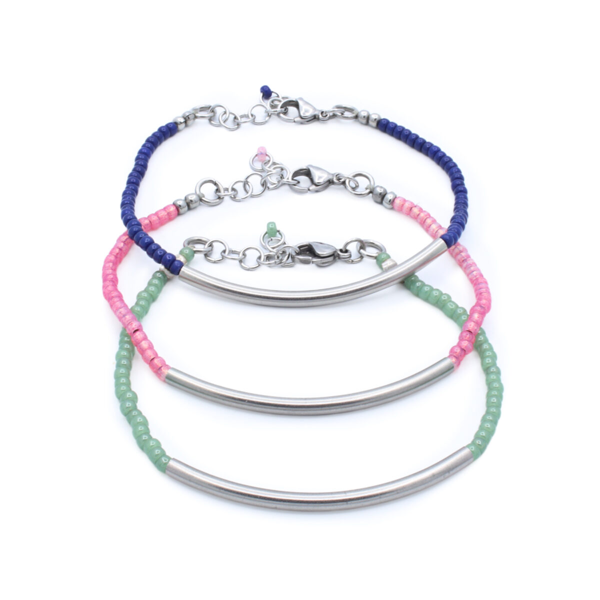 Armbanden Veda | Zilver | Blauw, Groen, Roze | Bacio da Lou