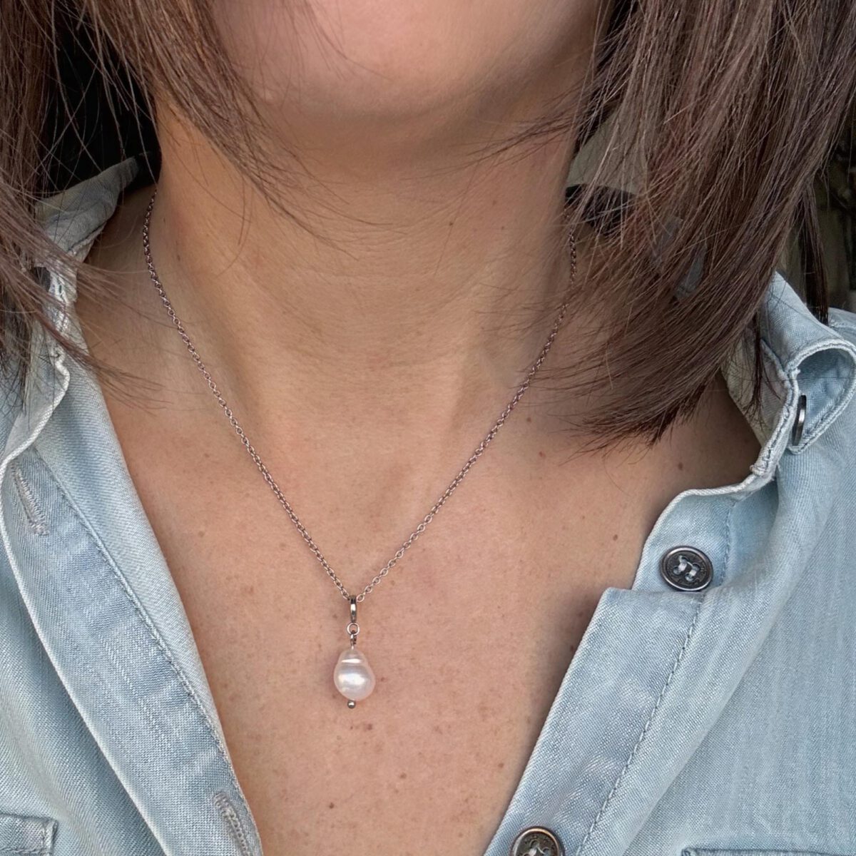 Ketting Dia | Bedel Perla | Zilver | Stainless steel | Bacio da Lou