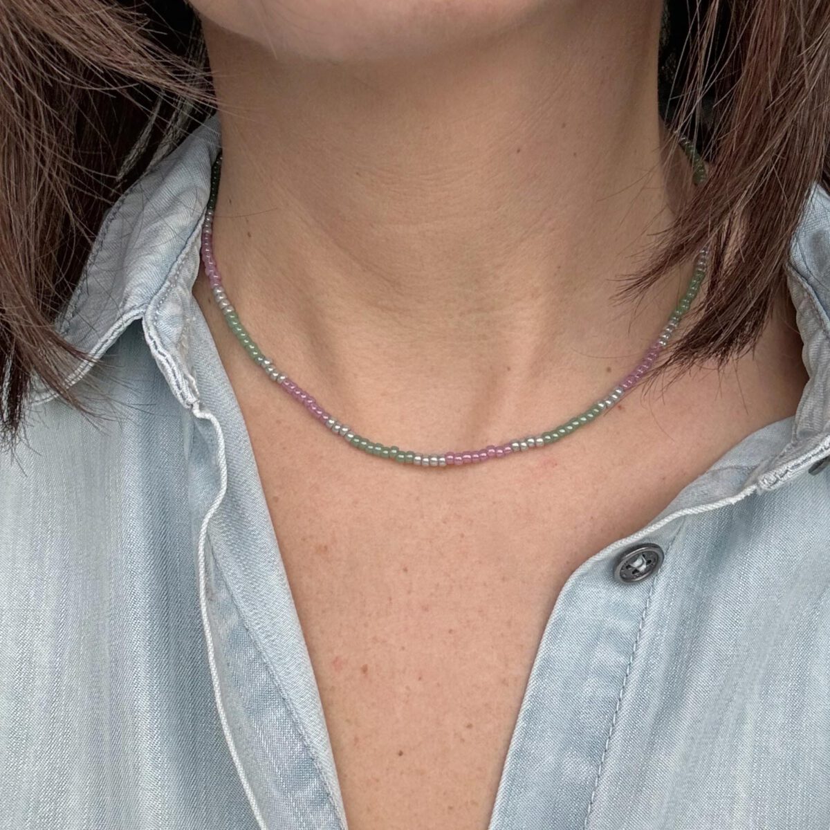 Ketting Milano | Zilver | Roze, Groen | Stainless steel | Bacio da Lou