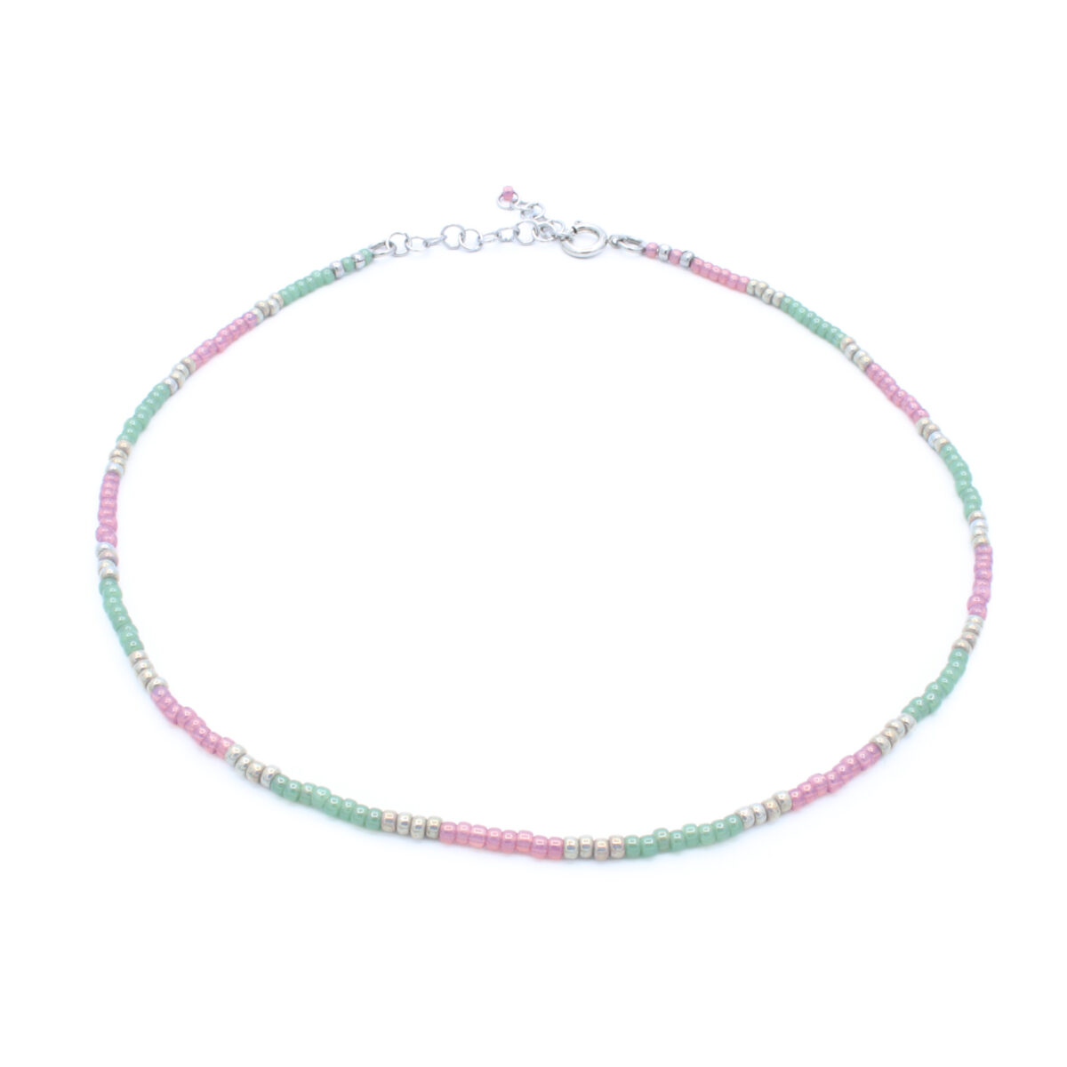 Roze met groene kralenketting | Milano | Shop bij Bacio da Lou