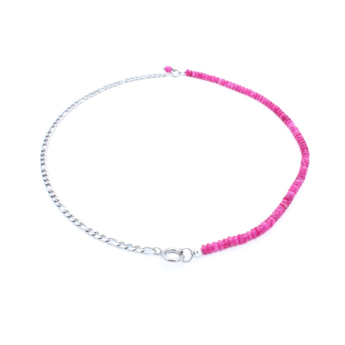 Ketting Lampone | Kettingen met kralen en schakels | Stainless steel | Edelsteen | Zilver | Bacio da Lou