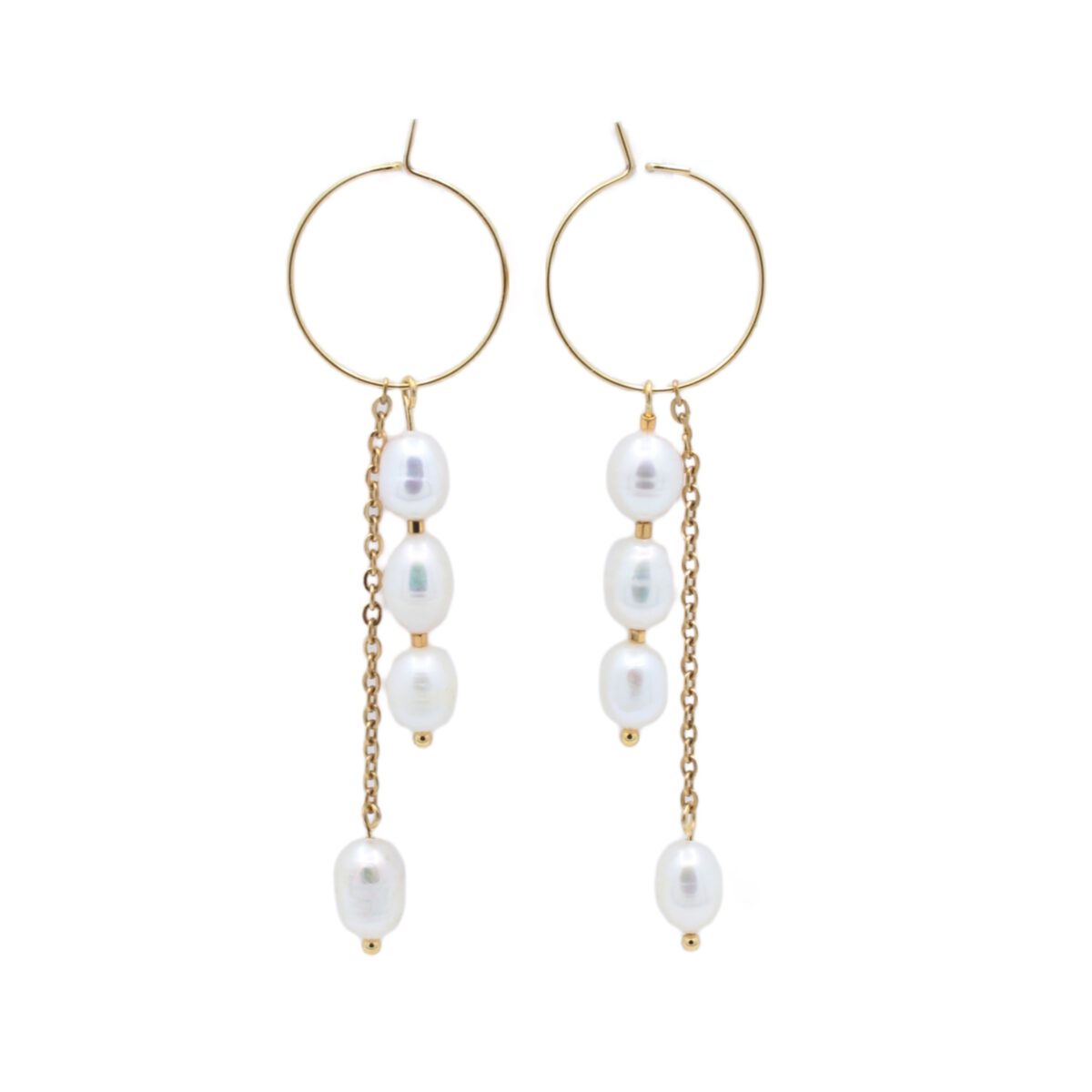 Oorbellen Sicilia | Ringen met zoetwaterparels | Goud | Stainless steel | Bacio da Lou