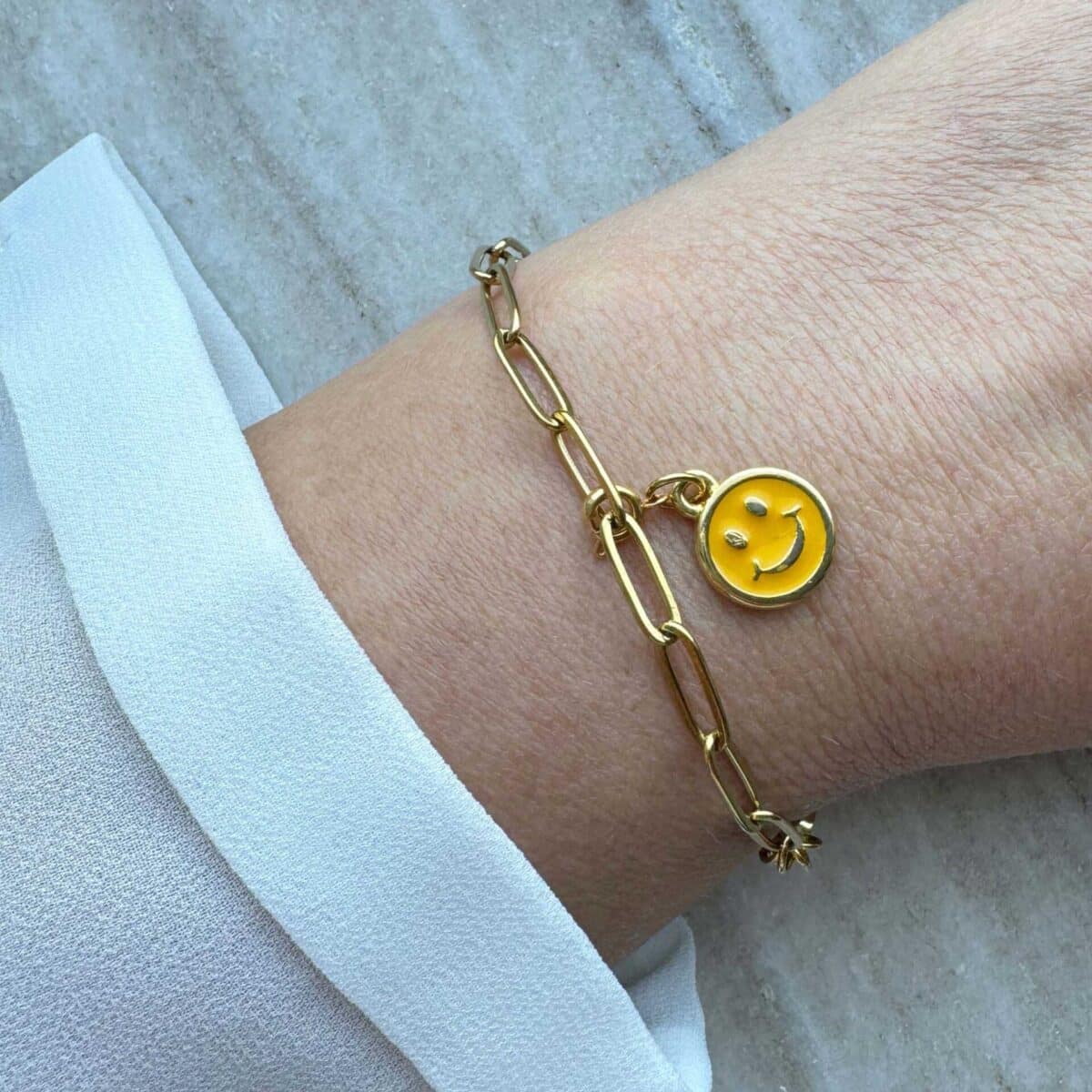 Gouden schakelarmband met bedel | Basilare, Sorridi | Bacio da Lou
