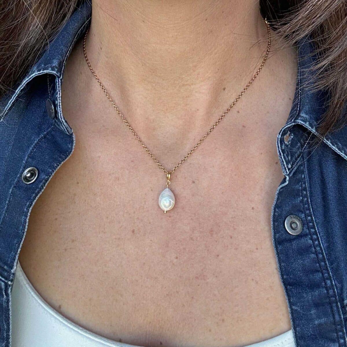 Gouden ketting met parel | Perla, Dia | Bacio da Lou