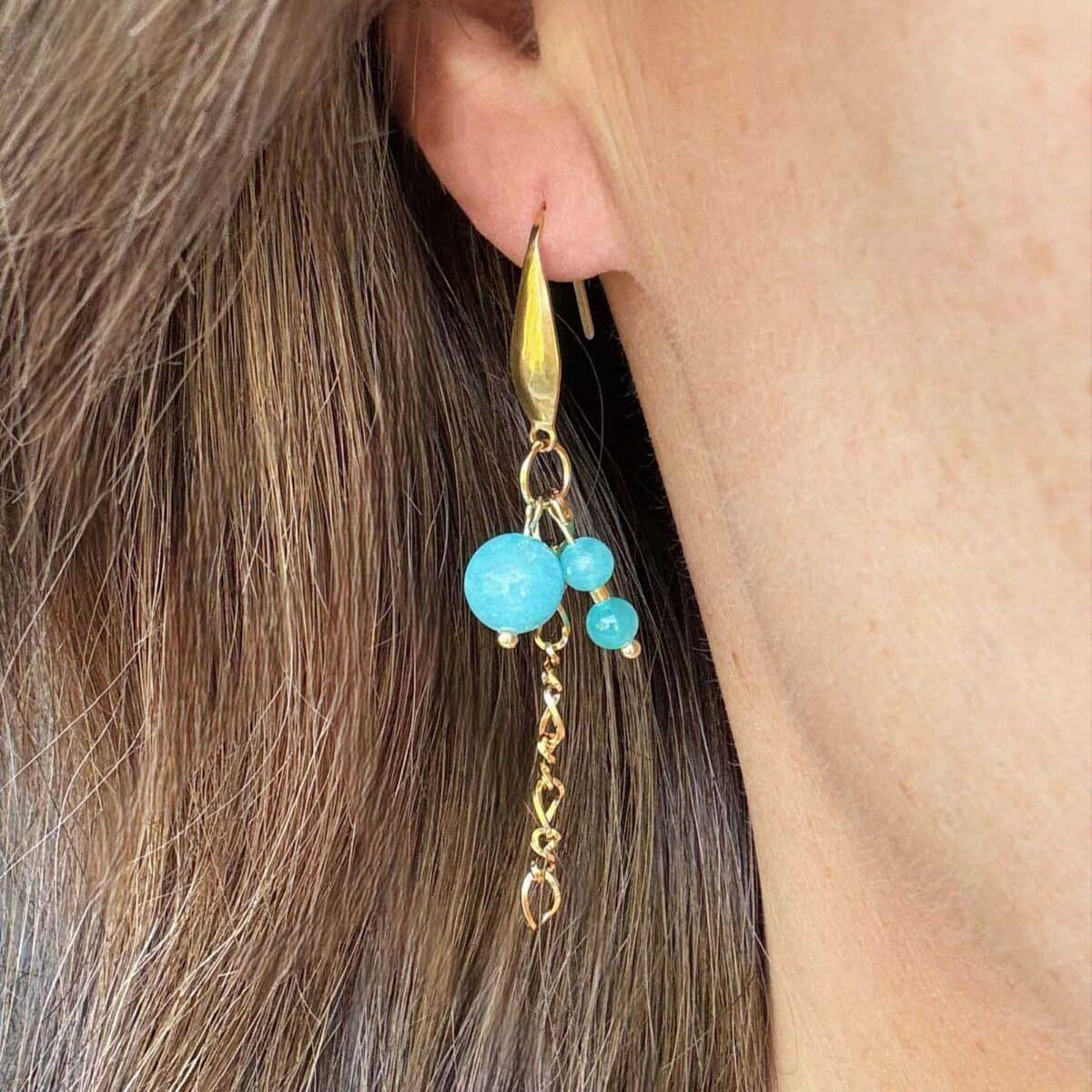 Gouden haakjes met blauwe kralen | Jazz | Bacio da Lou