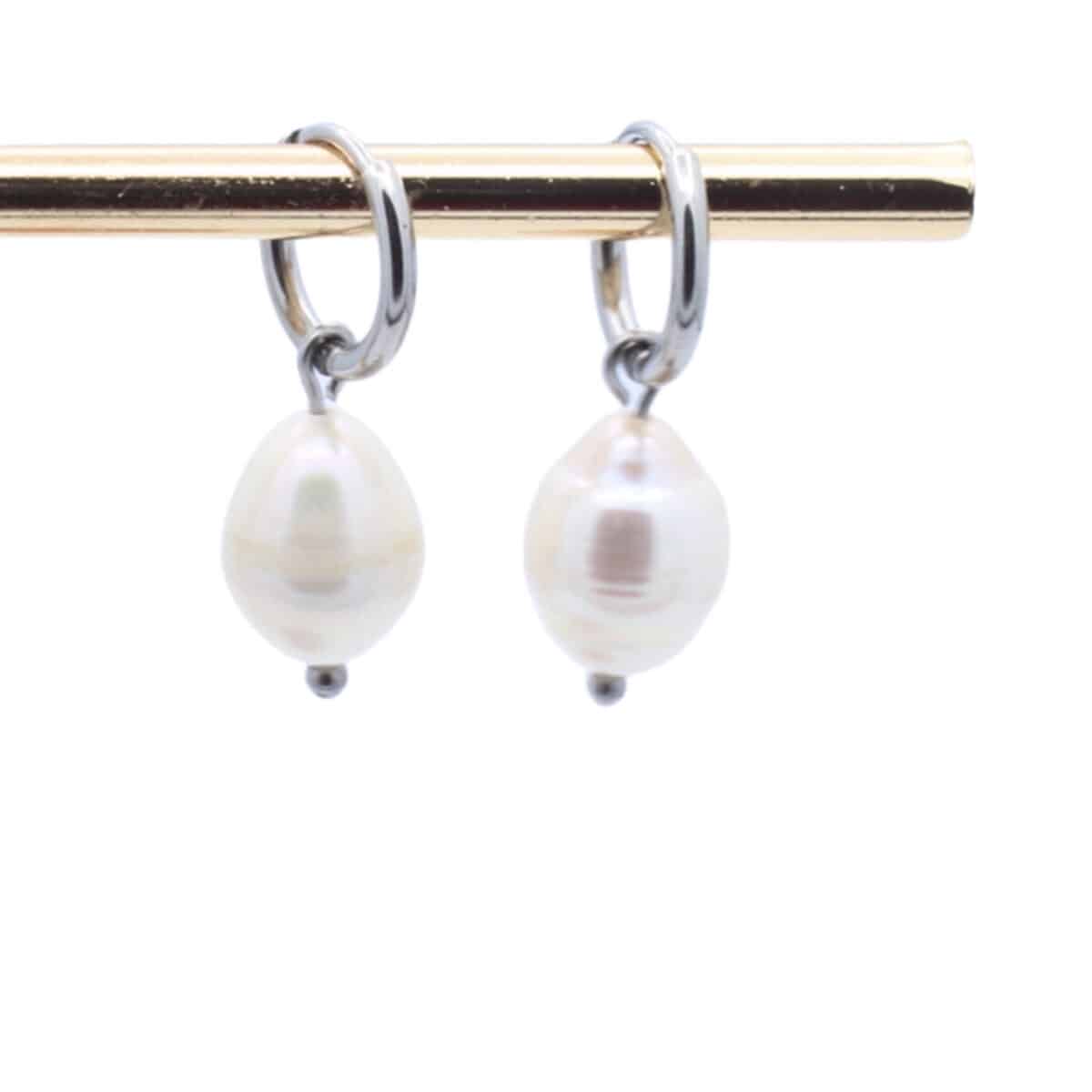 Zilveren oorbellen met parel | Stainless steel | Bacio da Lou