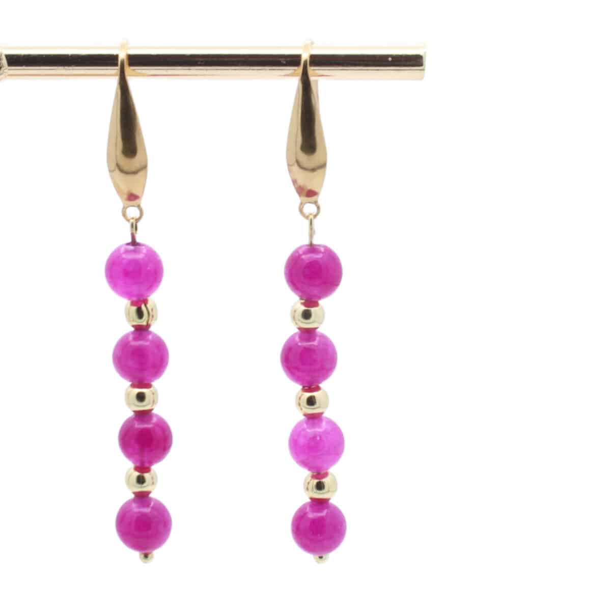 Roze oorbellen met hangers - Bacio da Lou