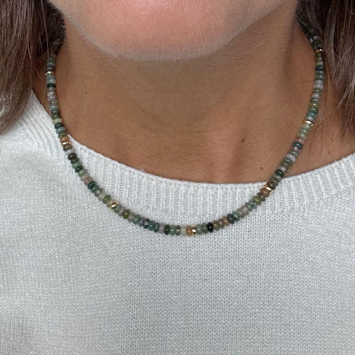 Groene ketting met kralen van Indisch Agaat | Bravura | Bacio da Lou
