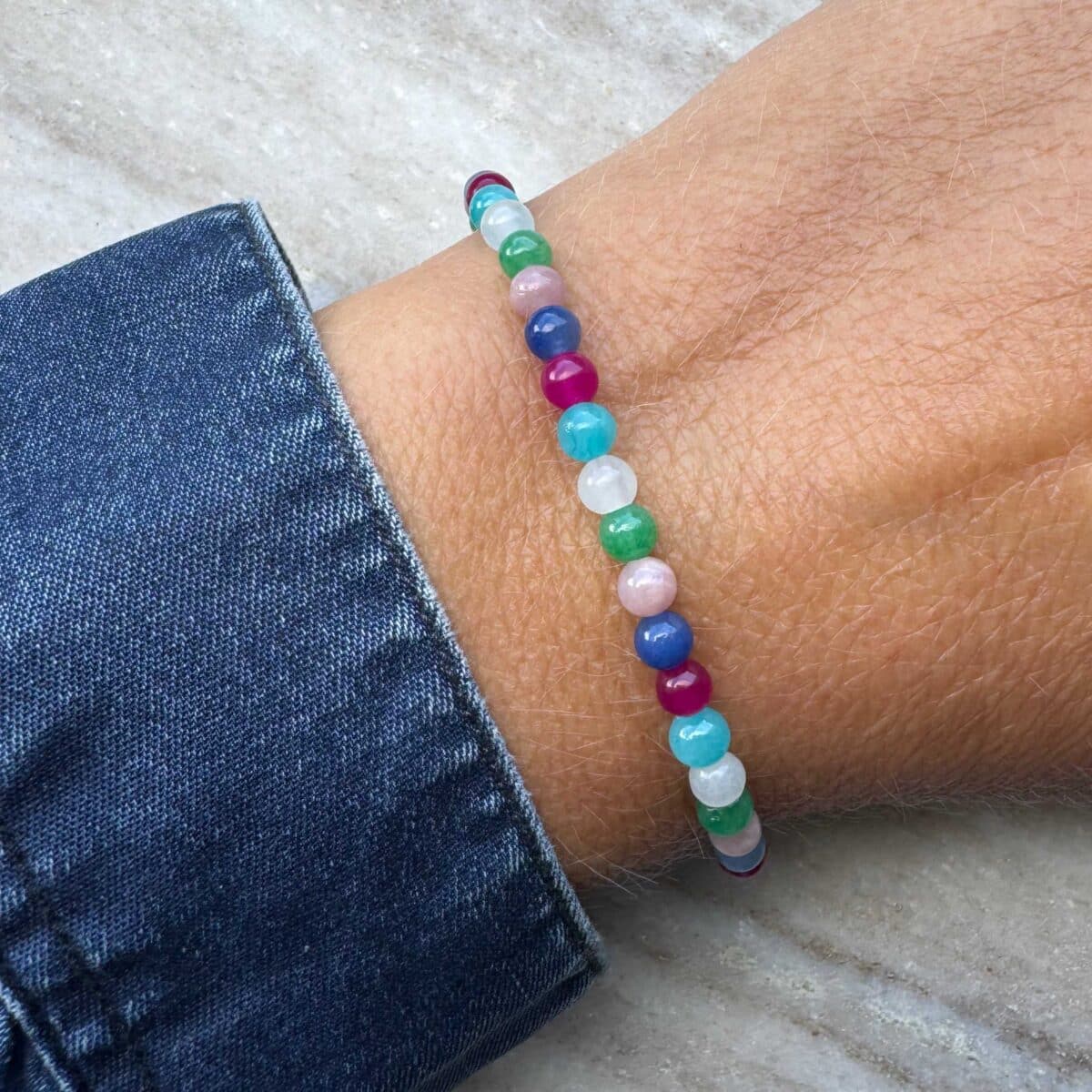 Multicolor kralenarmbandje goud | Bacio da Lou