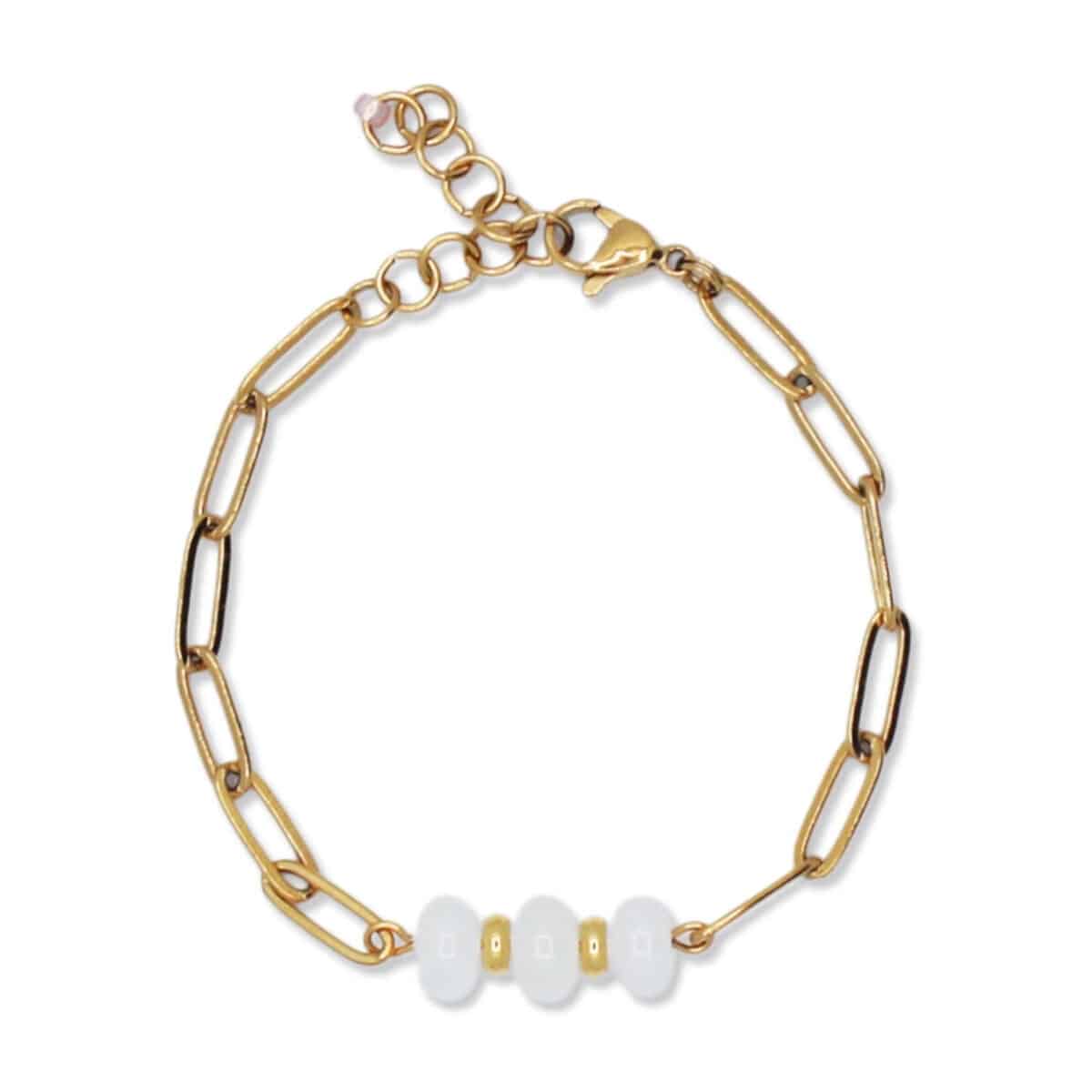 Schakelarmband met witte kralen - Italia
