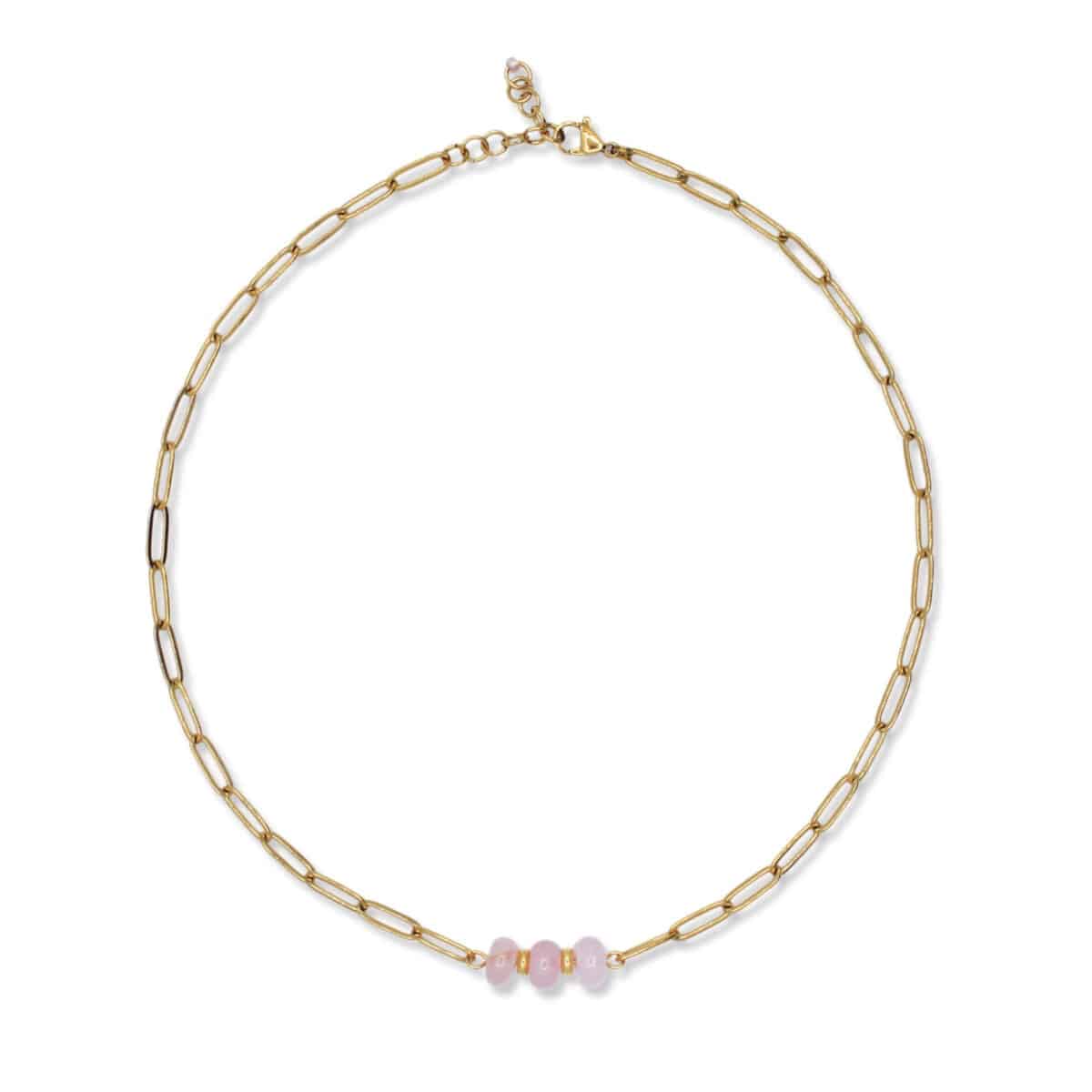 Schakelketting met roze kralen - Italia