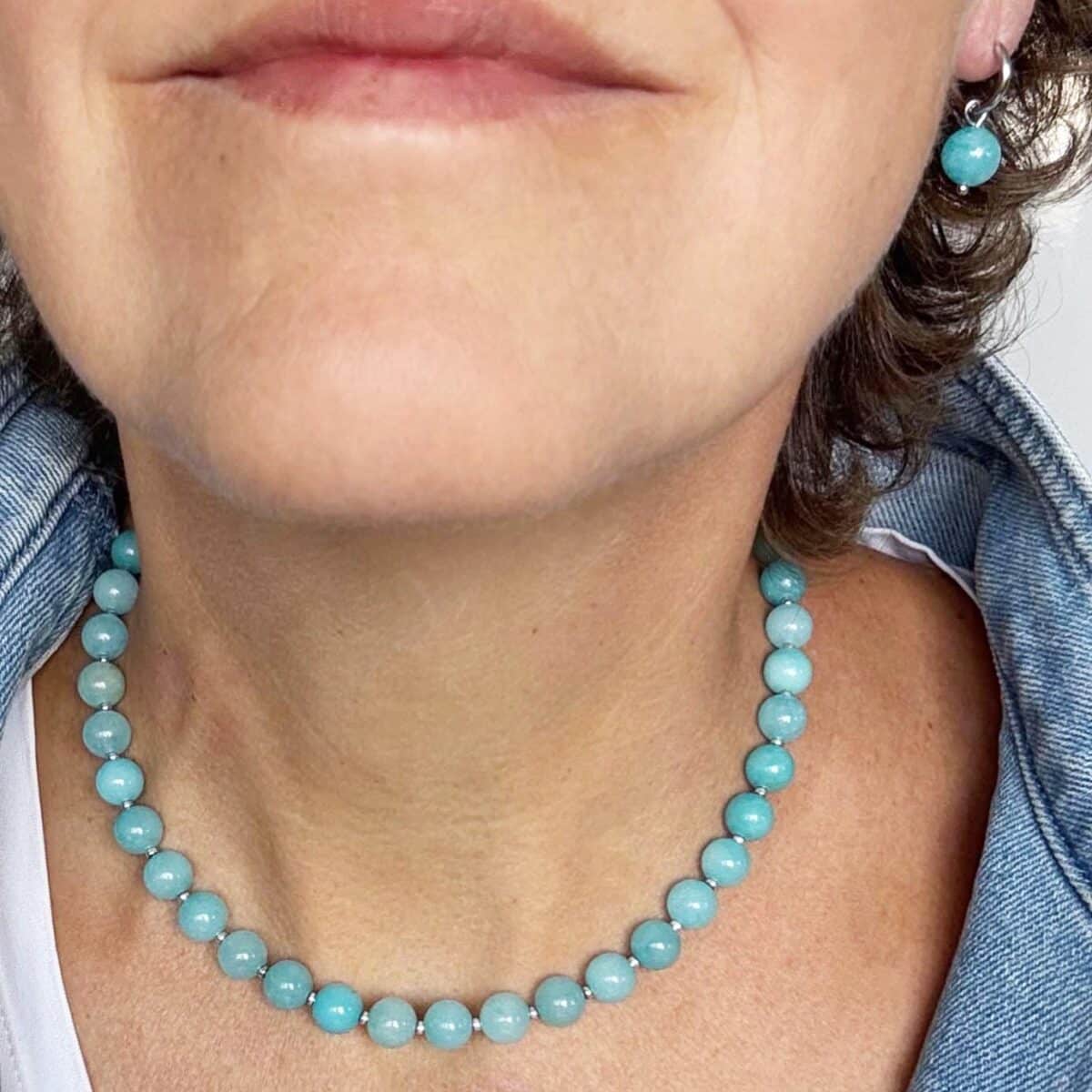 Blauwe ketting met grote kralen - Lora