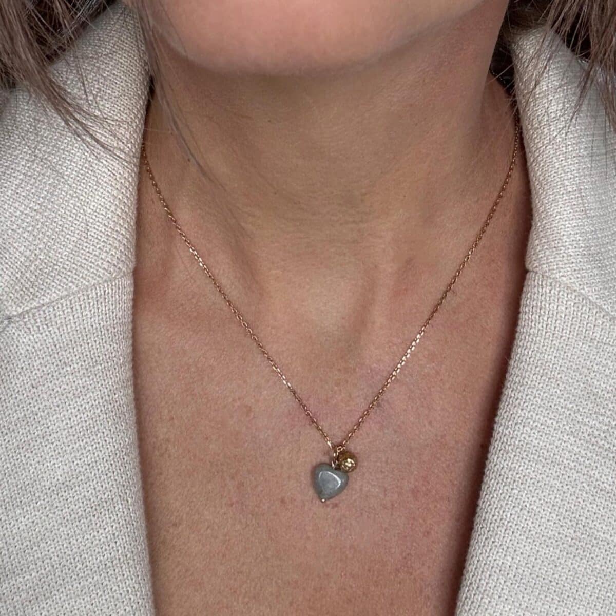 Gouden ketting met groen hart - Bria