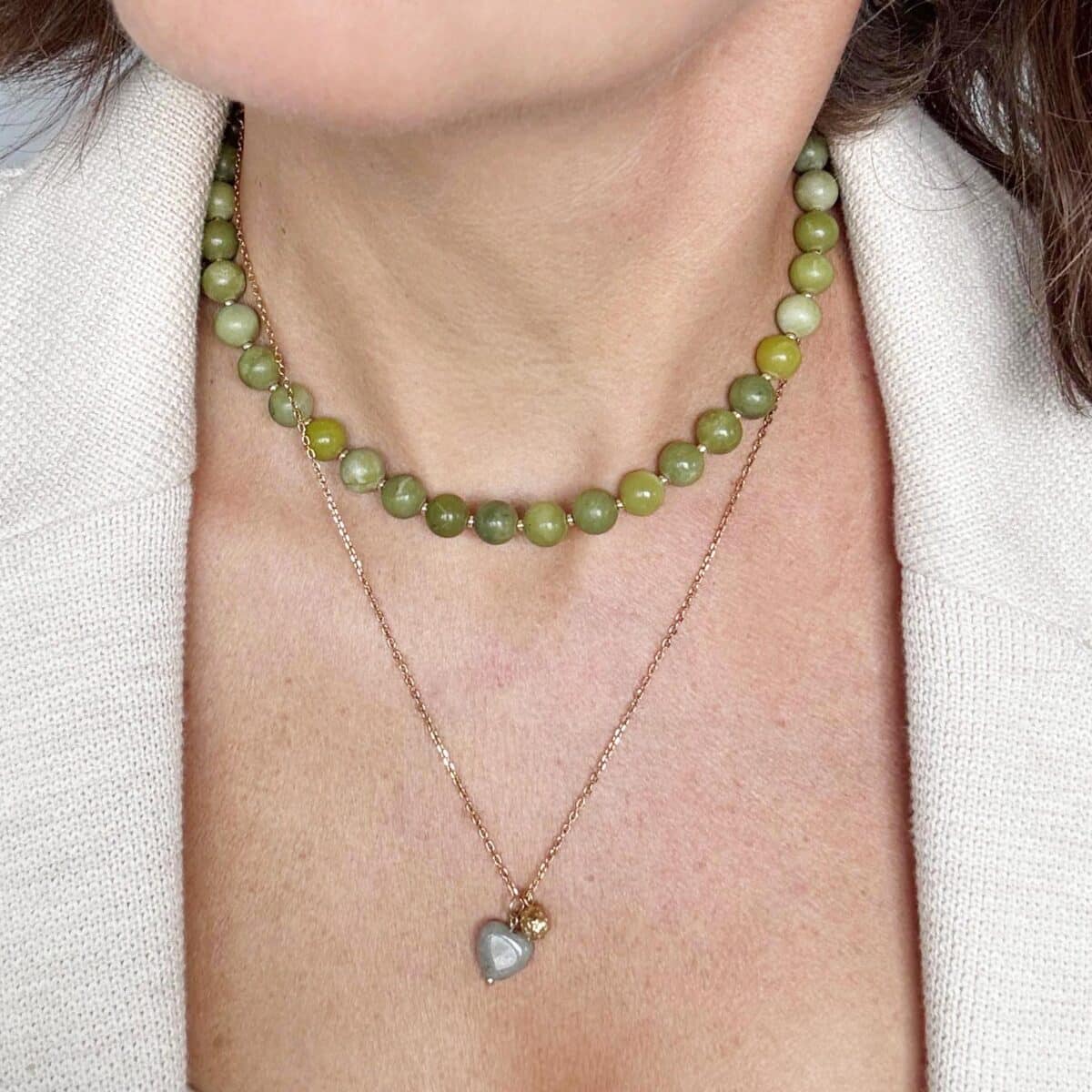 Gouden ketting met groen hart - Bria