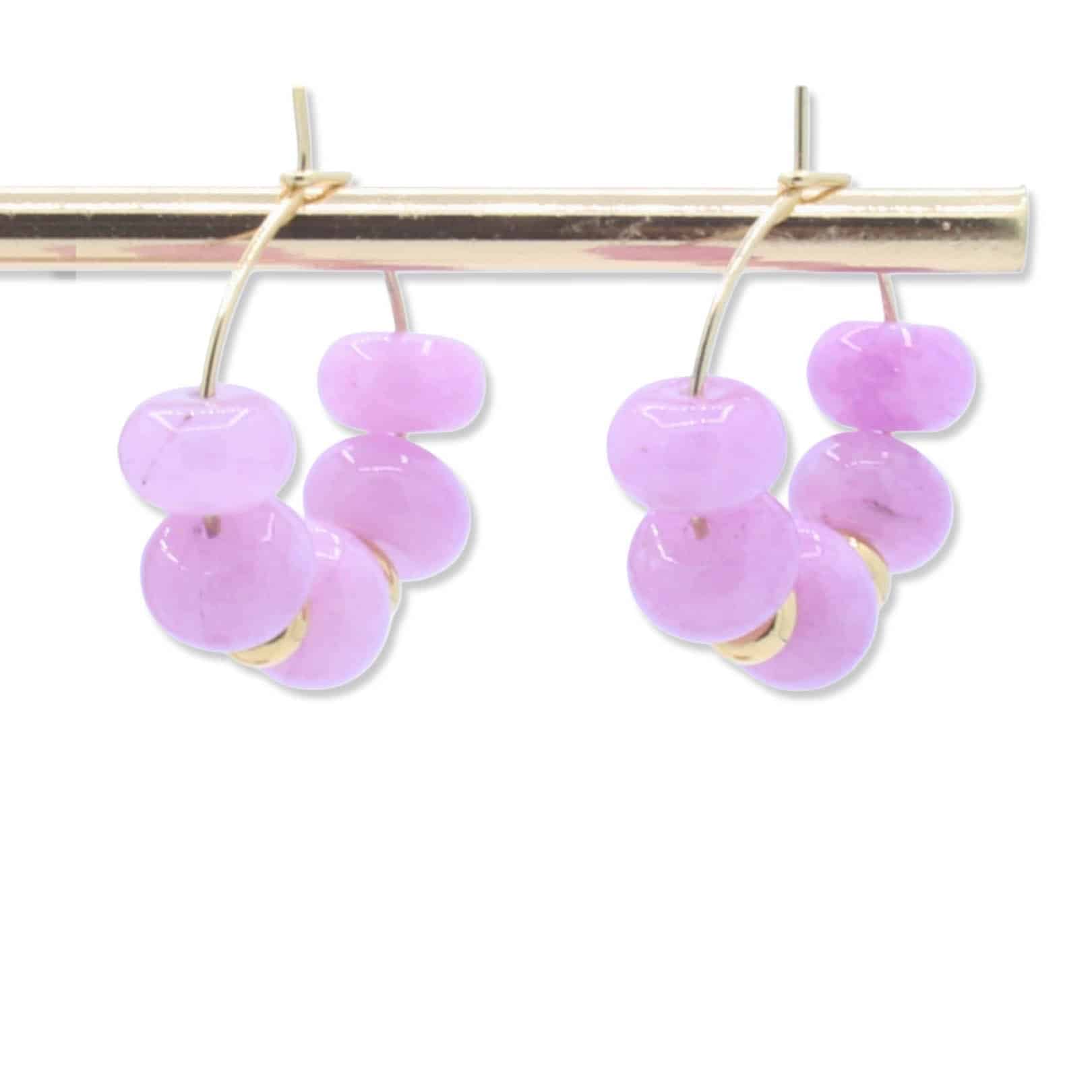 Gouden oorbellen met lila kralen - Italia