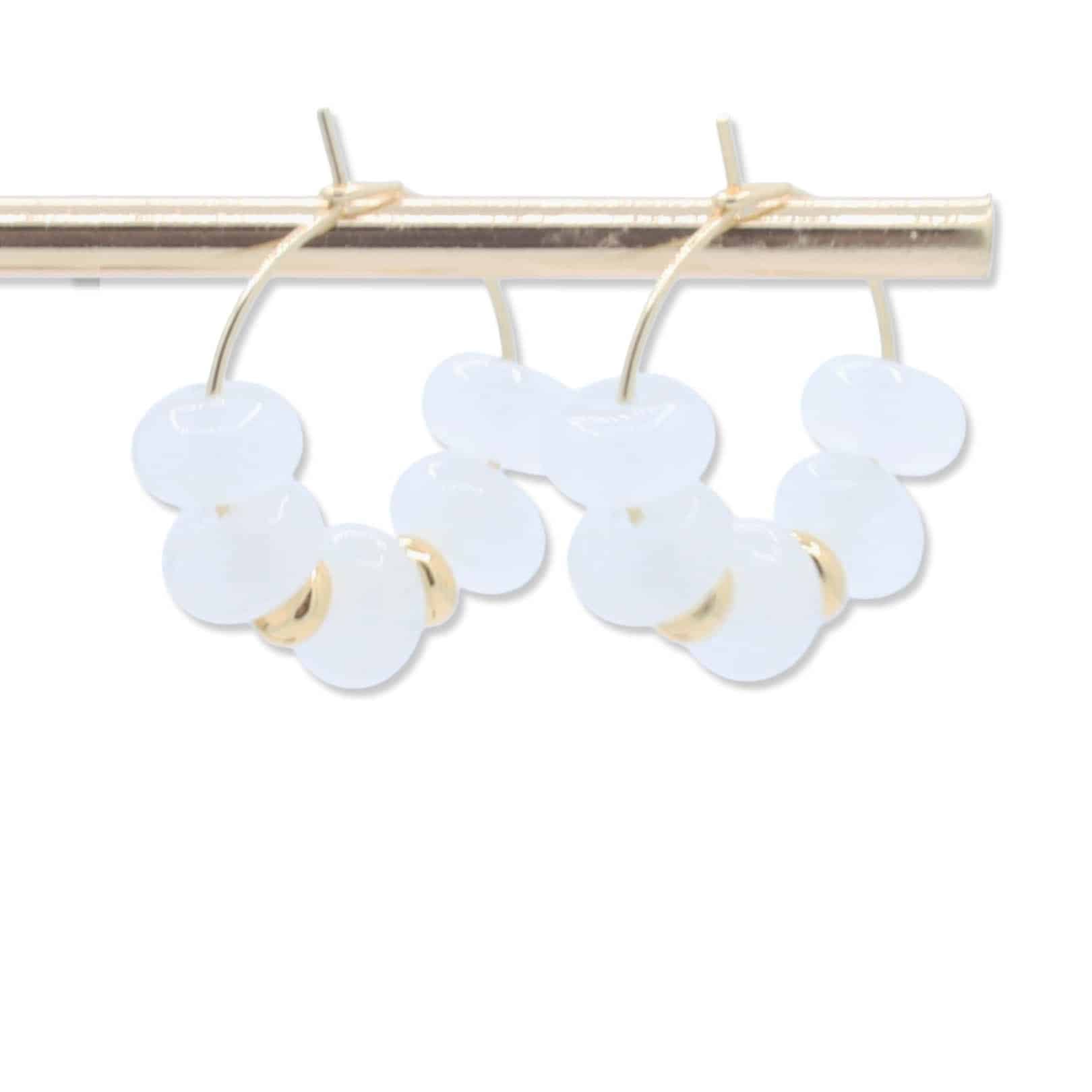 Gouden oorbellen met witte kralen - Italia