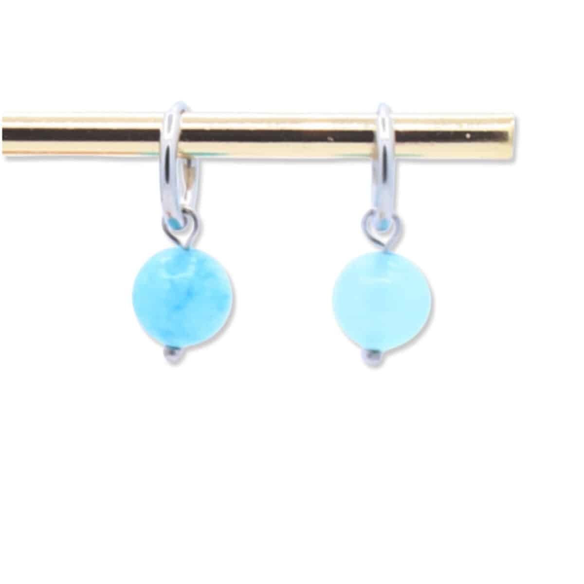 Zilveren ringen met kraal van blauw Agaat - Lora
