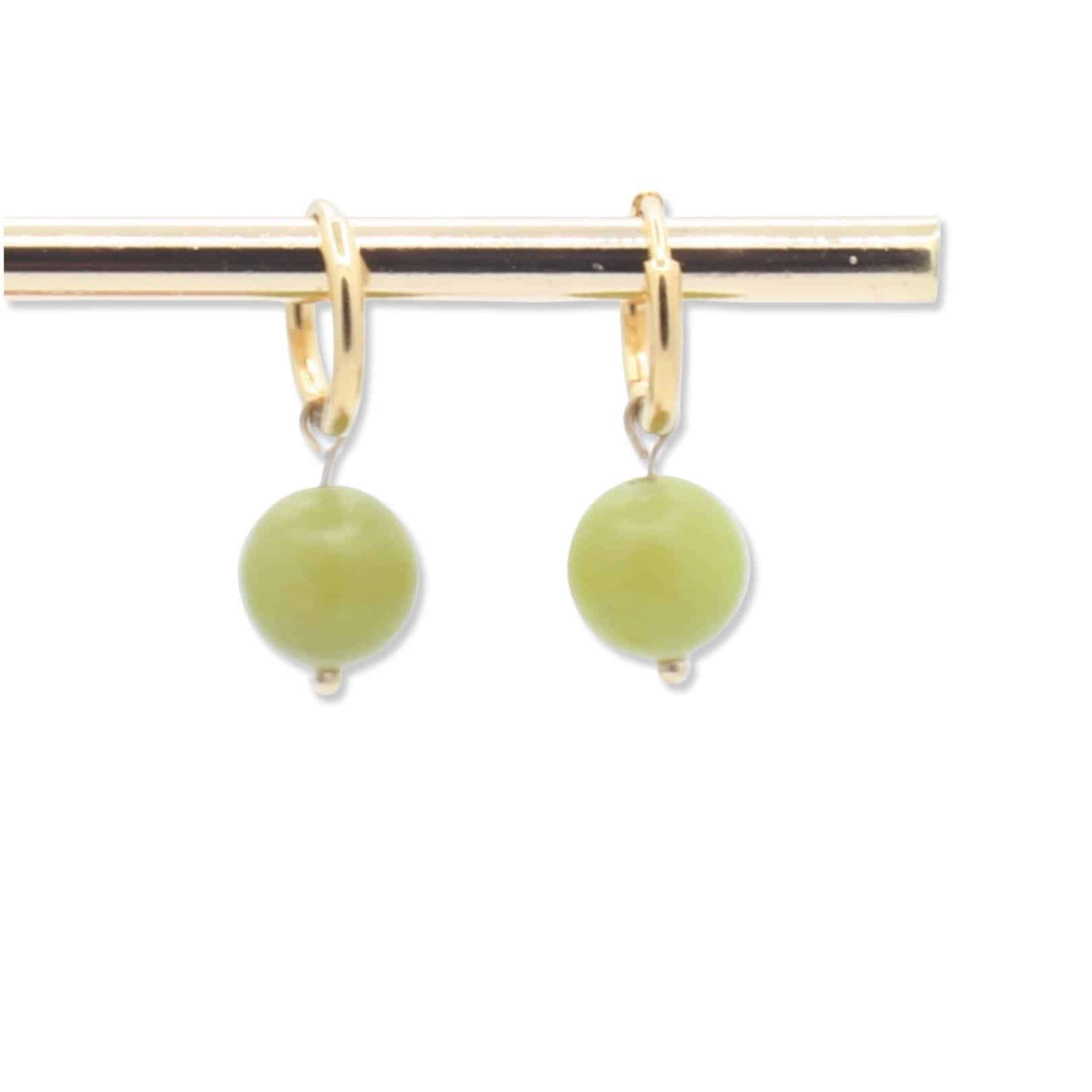 Gouden ringen met kraal van groen Serpentijn - Coco