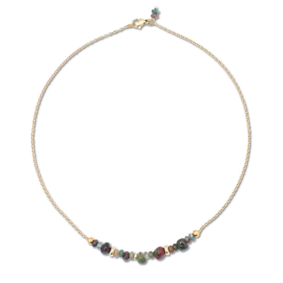 Ketting Amina | Agaat | Goud | Stainless Steel | Bacio da Lou