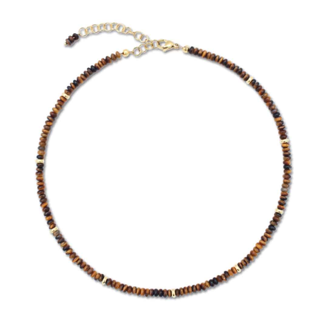 Ketting Bravura | Kettingen met kralen | Tijgeroog | Stainless steel | Goud | Bacio da Lou