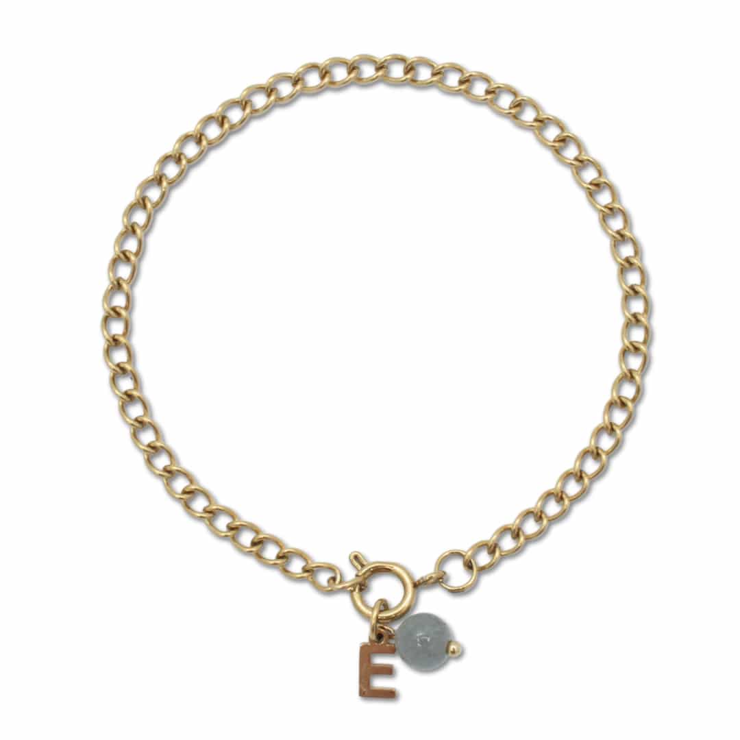 Gouden armband met letter - Groen | Bacio da Lou