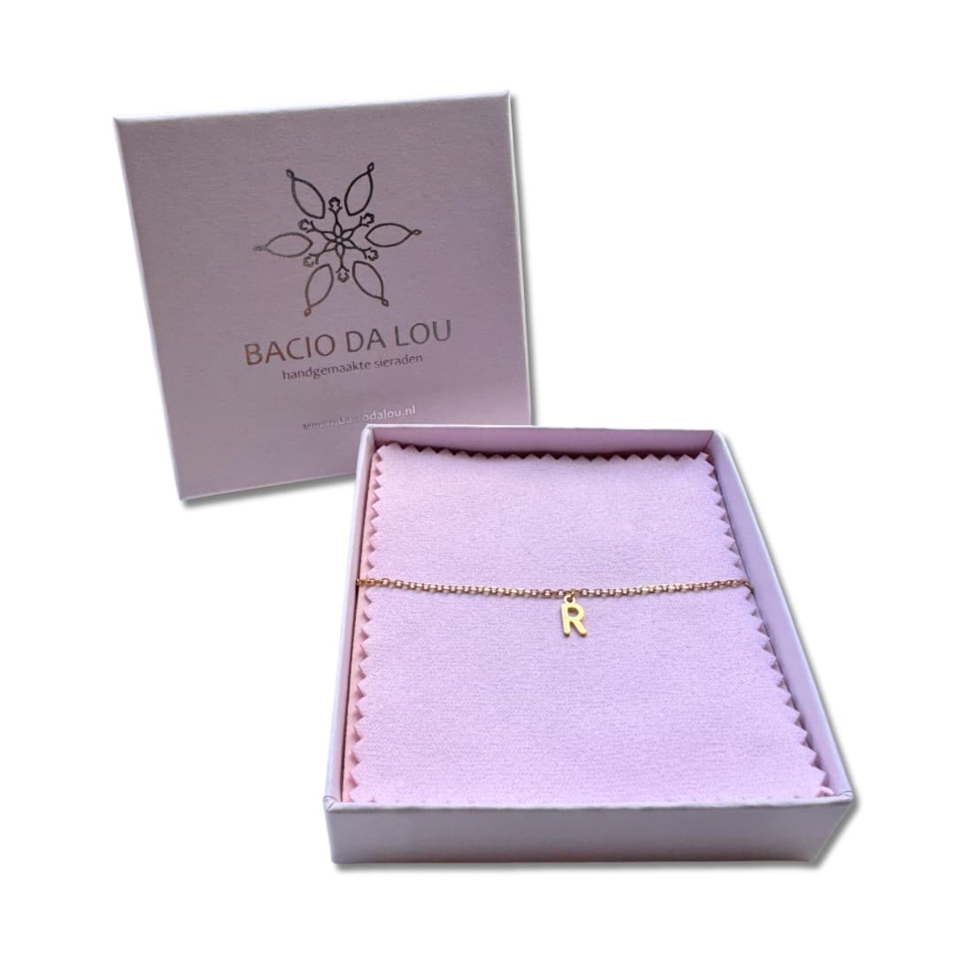 Cadeauset minimalistische ketting met letter - Diamo