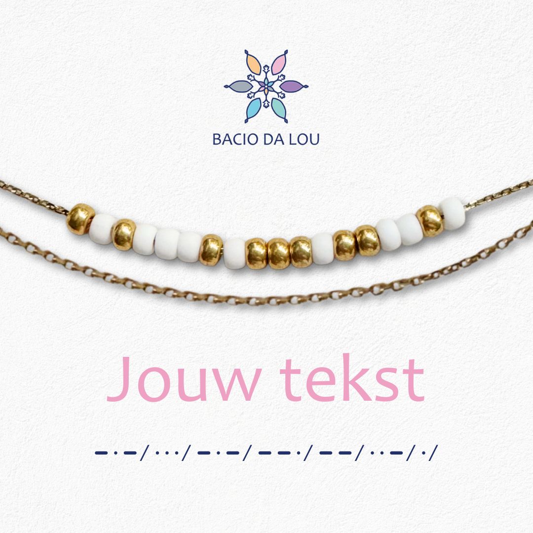 Ketting morse - Goud, Wit - Shop bij Bacio da lou