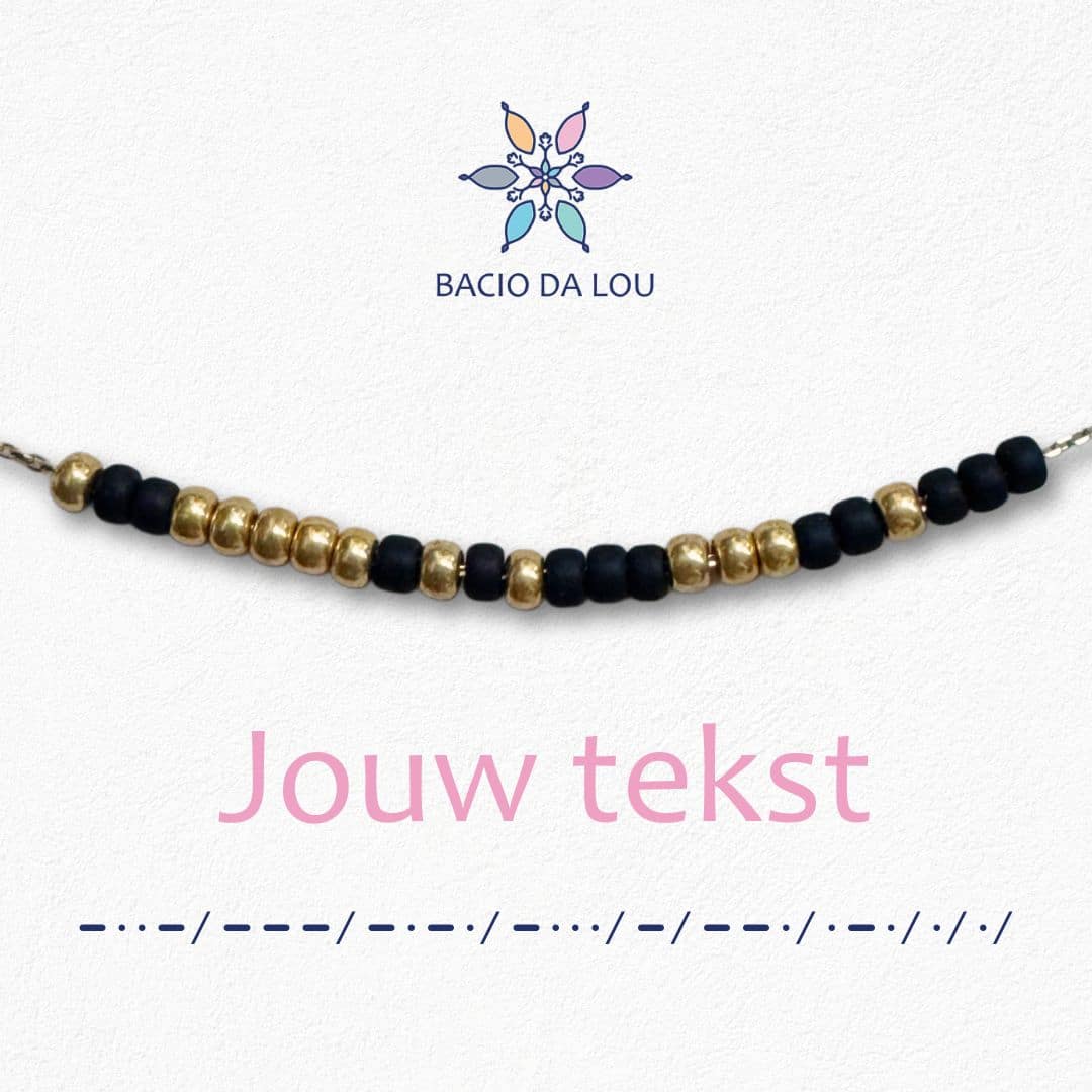 Morse armband zwart (goud) - Shop bij Bacio da Lou