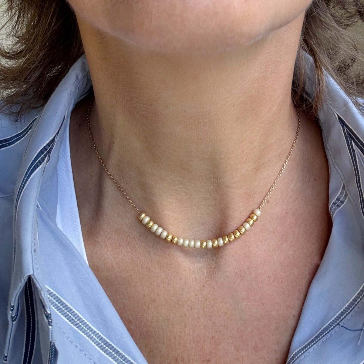 Morse ketting beige - Codice | Shop bij Bacio da Lou