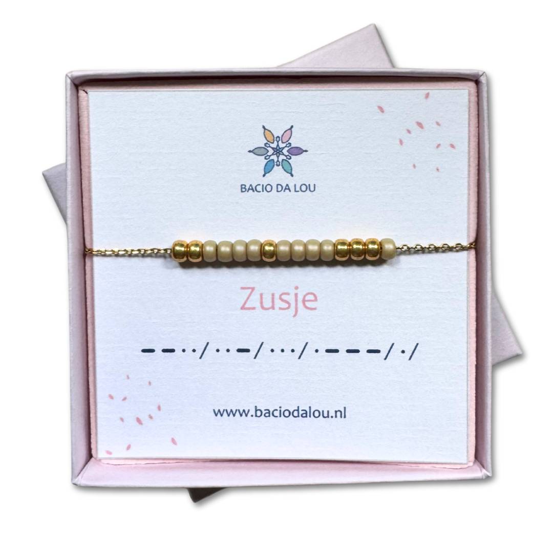 Morse armband 'Zusje' - Cadeauset